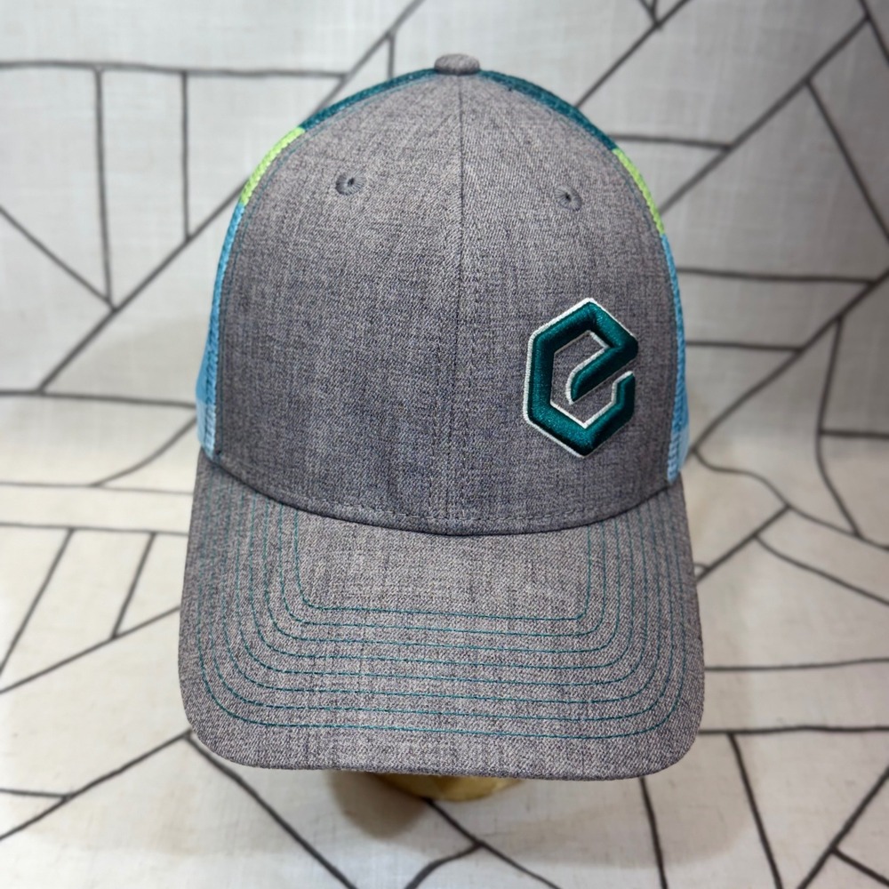 YoColorado Trucker Hat Adult‎ Fit Gray Teal Lime Snapback Mesh Meshback Cap
